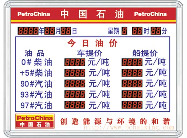 博海星專為您定做各種油價(jià)表